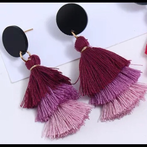 🔥Drop & Dangle Purple 3 Layer Tiered Earrings NWT - Picture 7 of 9